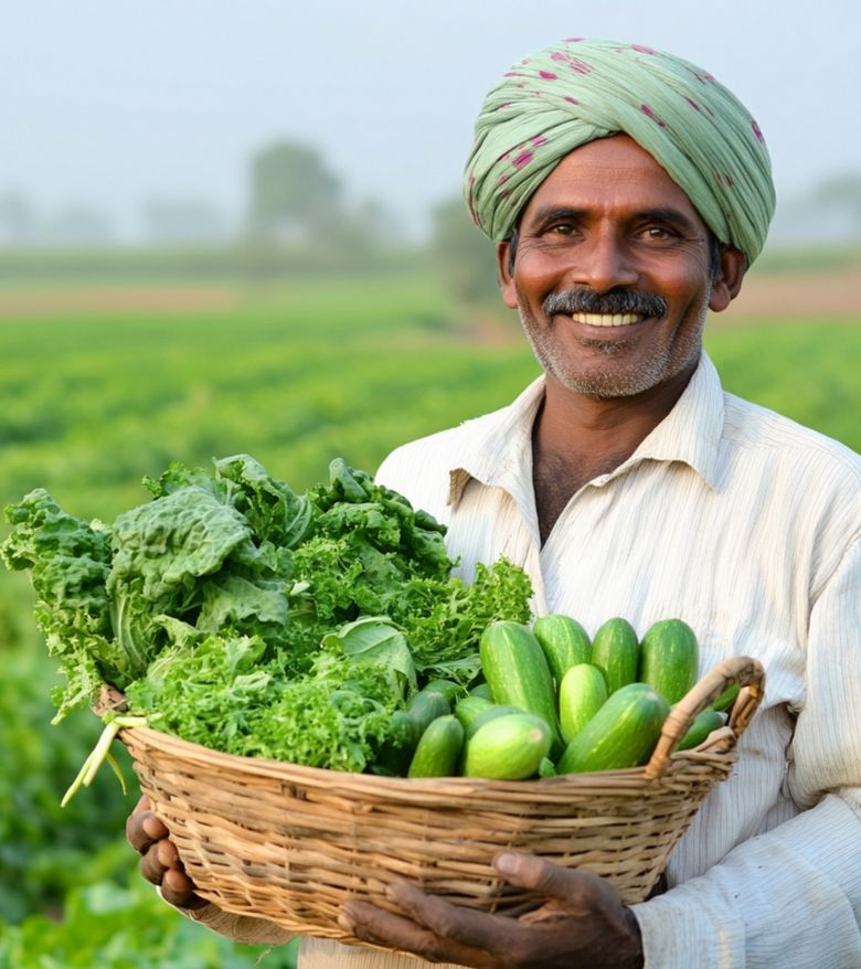 Harvest-ready farmer in agricultural field