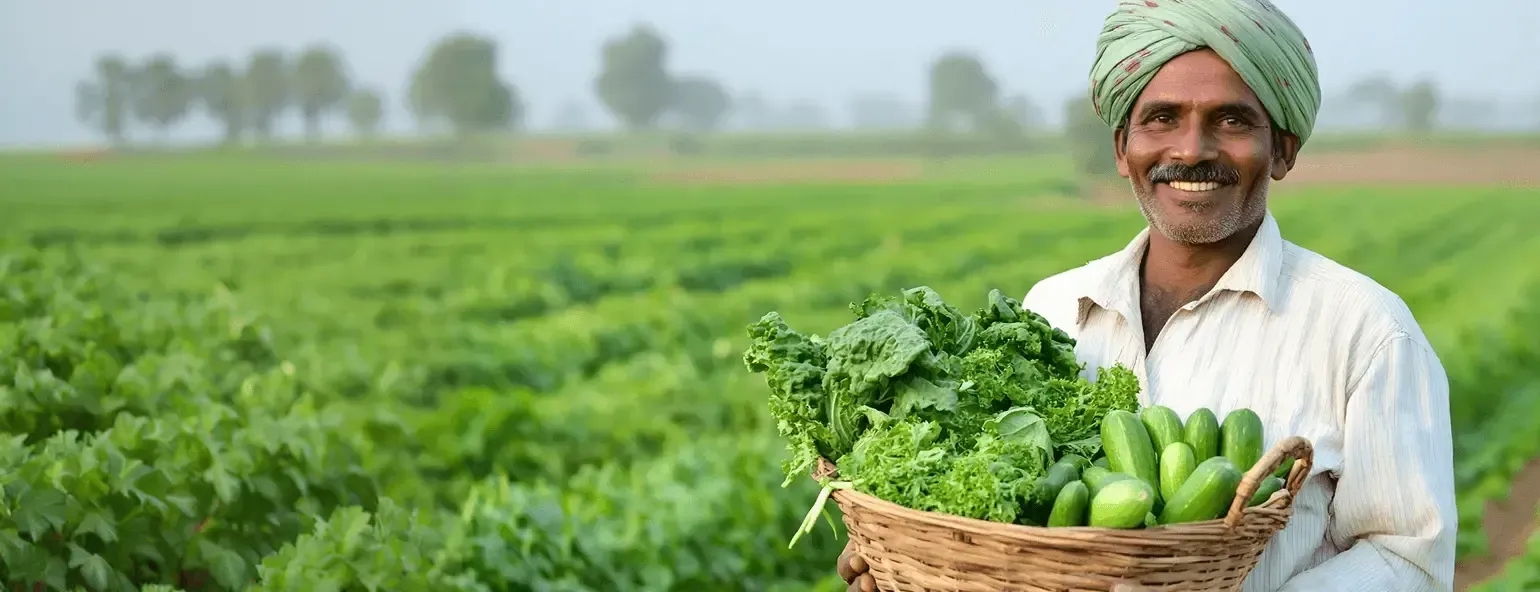 Harvest-ready farmer in agricultural field